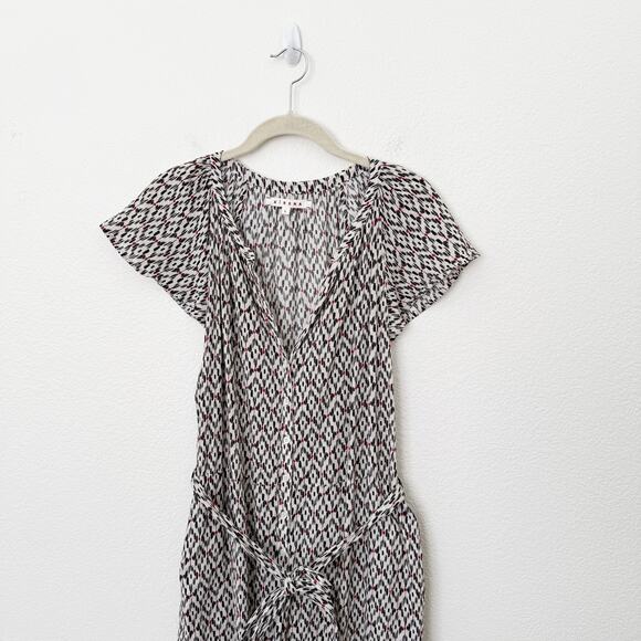 [XÍRENA] Haven Tile Geometric Print Cassi Jumpsuit Belt Flutter Sleeves Sz Large - Picture 4 of 13